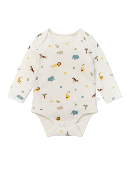MORI Cream Safari Print Long Sleeve Envelope Neck Supersoft Bodysuit image 2
