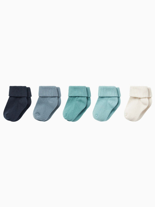 MORI Blue Ribbed Supersoft Socks 5 Pack image 1