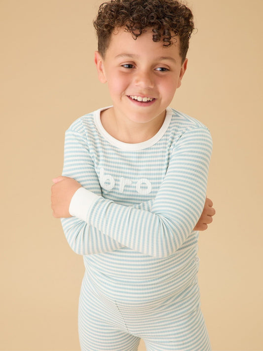 MORI Blue Stripe Supersoft Ribbed Bro Pyjamas - image 1