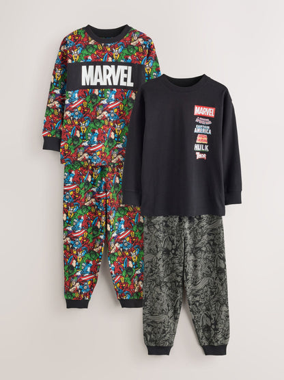 Black/Multi Marvel Long Sleeve Jogger Pyjamas 2 Pack (3-14yrs) - image 1