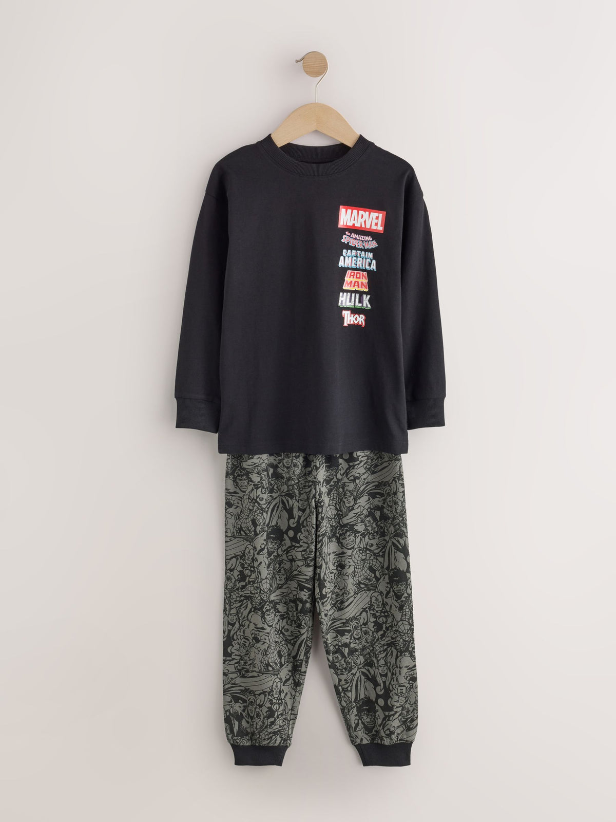 Black/Multi Marvel Long Sleeve Jogger Pyjamas 2 Pack (3-14yrs) - image 2