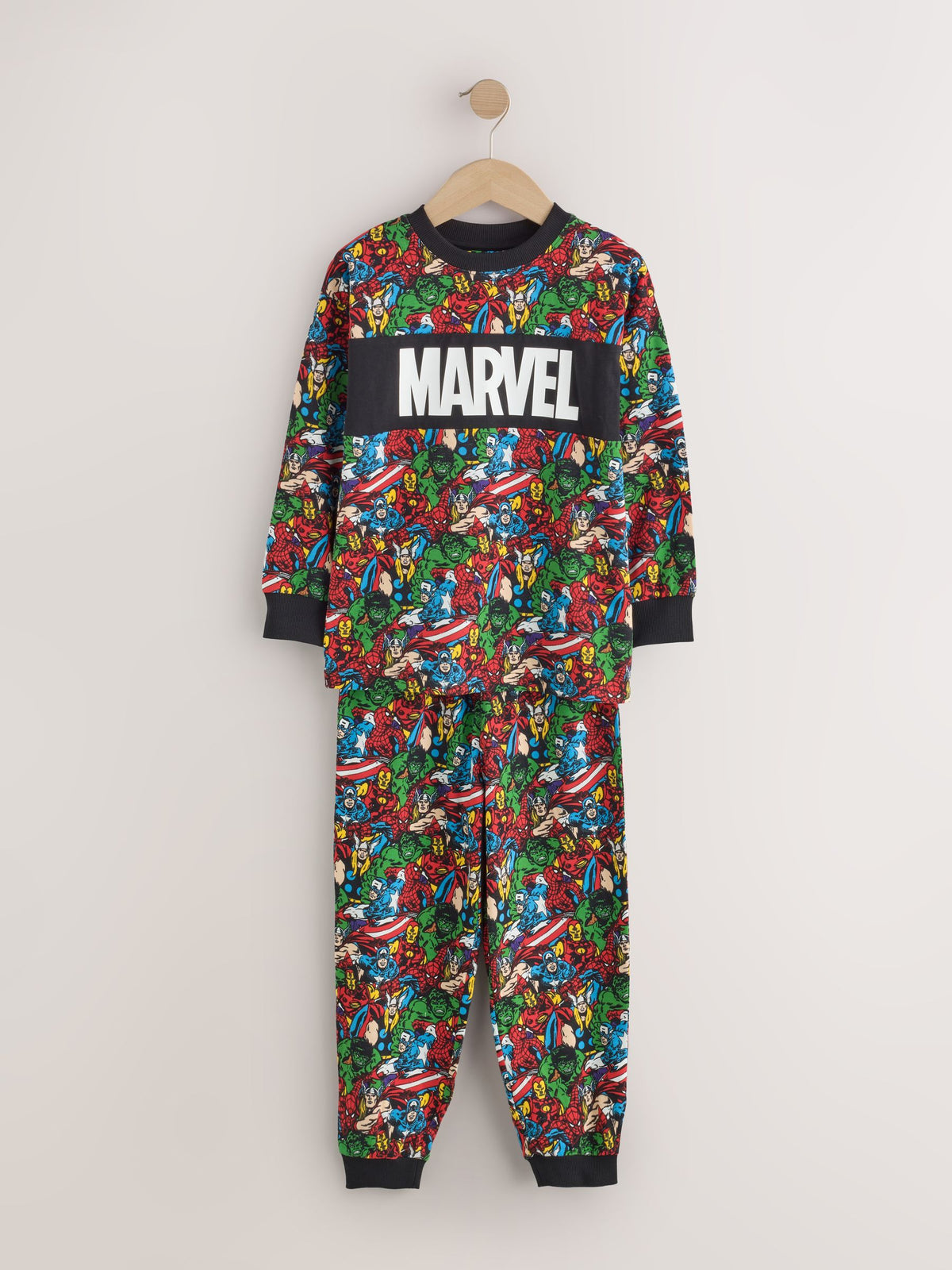 Black/Multi Marvel Long Sleeve Jogger Pyjamas 2 Pack (3-14yrs) - image 3