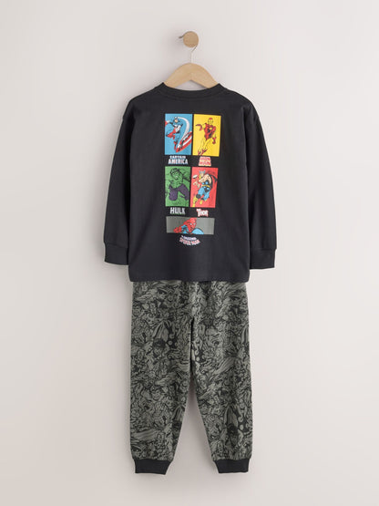 Black/Multi Marvel Long Sleeve Jogger Pyjamas 2 Pack (3-14yrs) - image 4