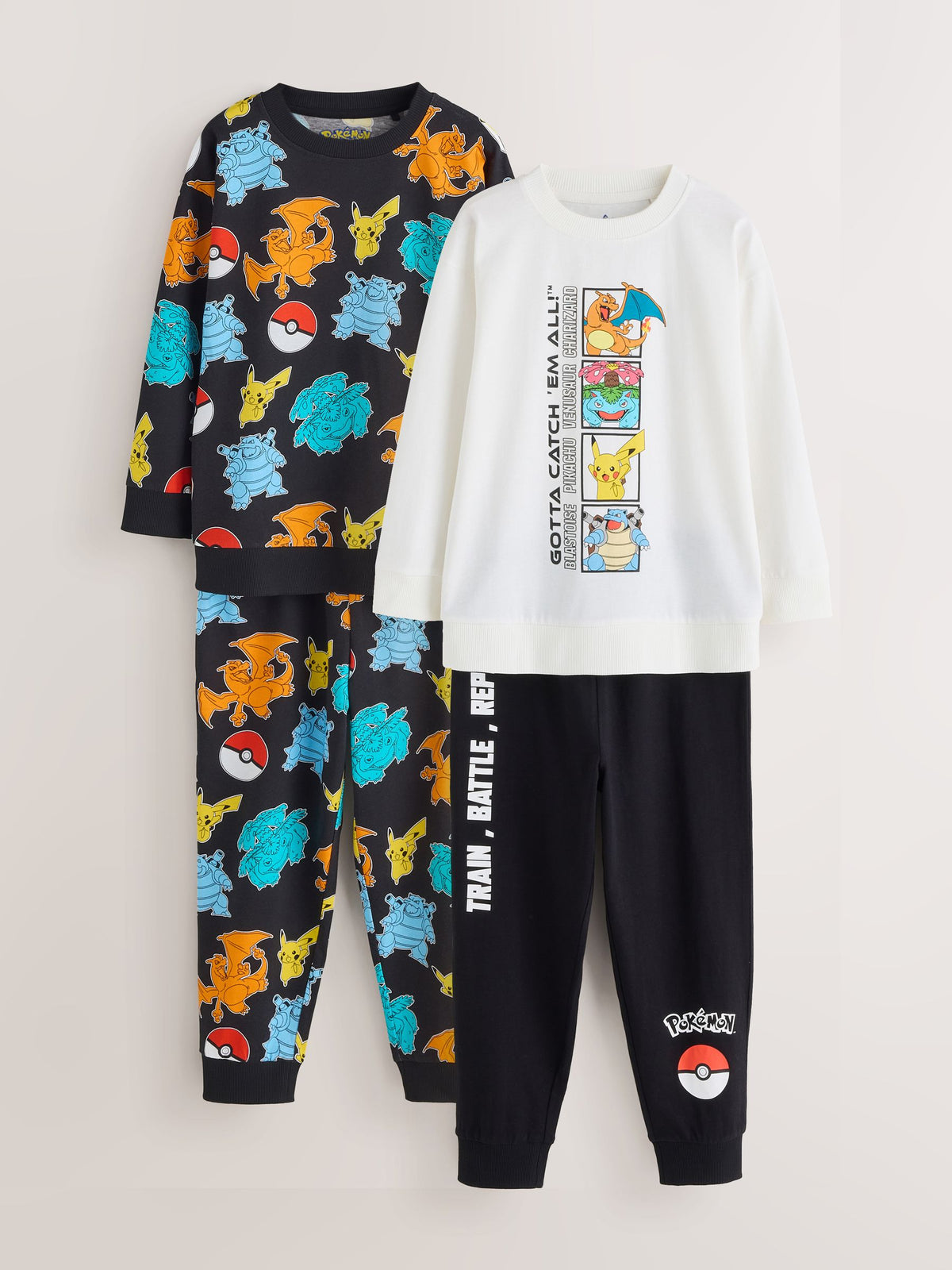 Black/Ecru Pokemon Jogger Pyjamas 2 Pack (3-14yrs) - image 1