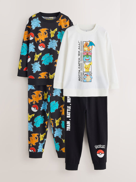Black/Ecru Pokemon Jogger Pyjamas 2 Pack (3-14yrs) - image 1