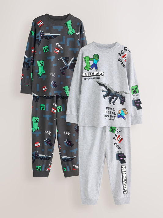 Blue/Grey Minecraft Jogger Pyjamas Set 2 Pack (5-16yrs) - image 1