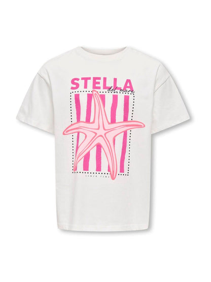 Dsiney Kidz - ONLY KIDS White Starfish Print Graphic T-Shirt image 1