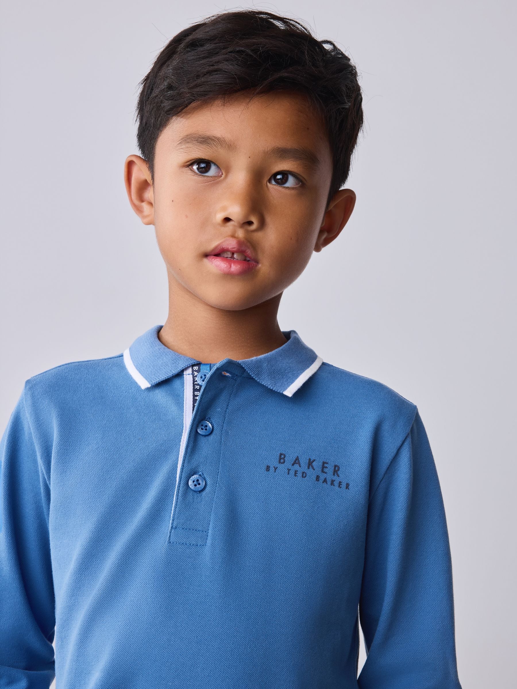 Dsiney Kidz - Baker by Ted Baker Light Blue Long Sleeve Polo Shirt image 5