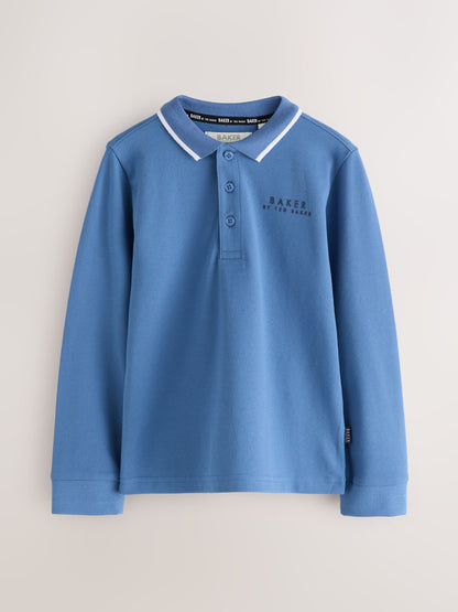 Dsiney Kidz - Baker by Ted Baker Light Blue Long Sleeve Polo Shirt image 7