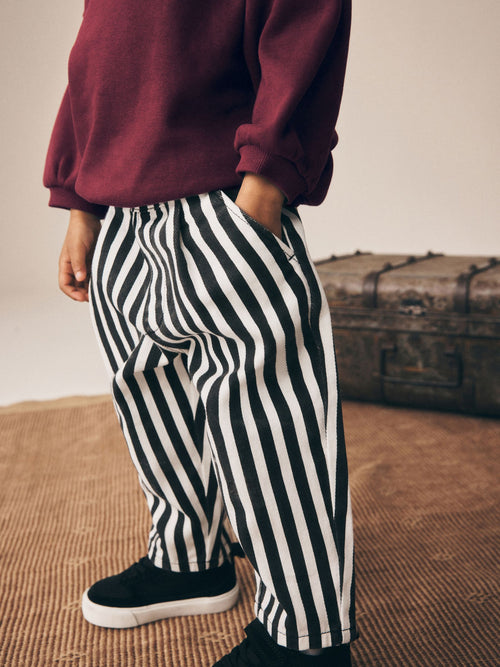 Black/White Stripe Pull On Barrel Trousers (3mths-7yrs) image 1