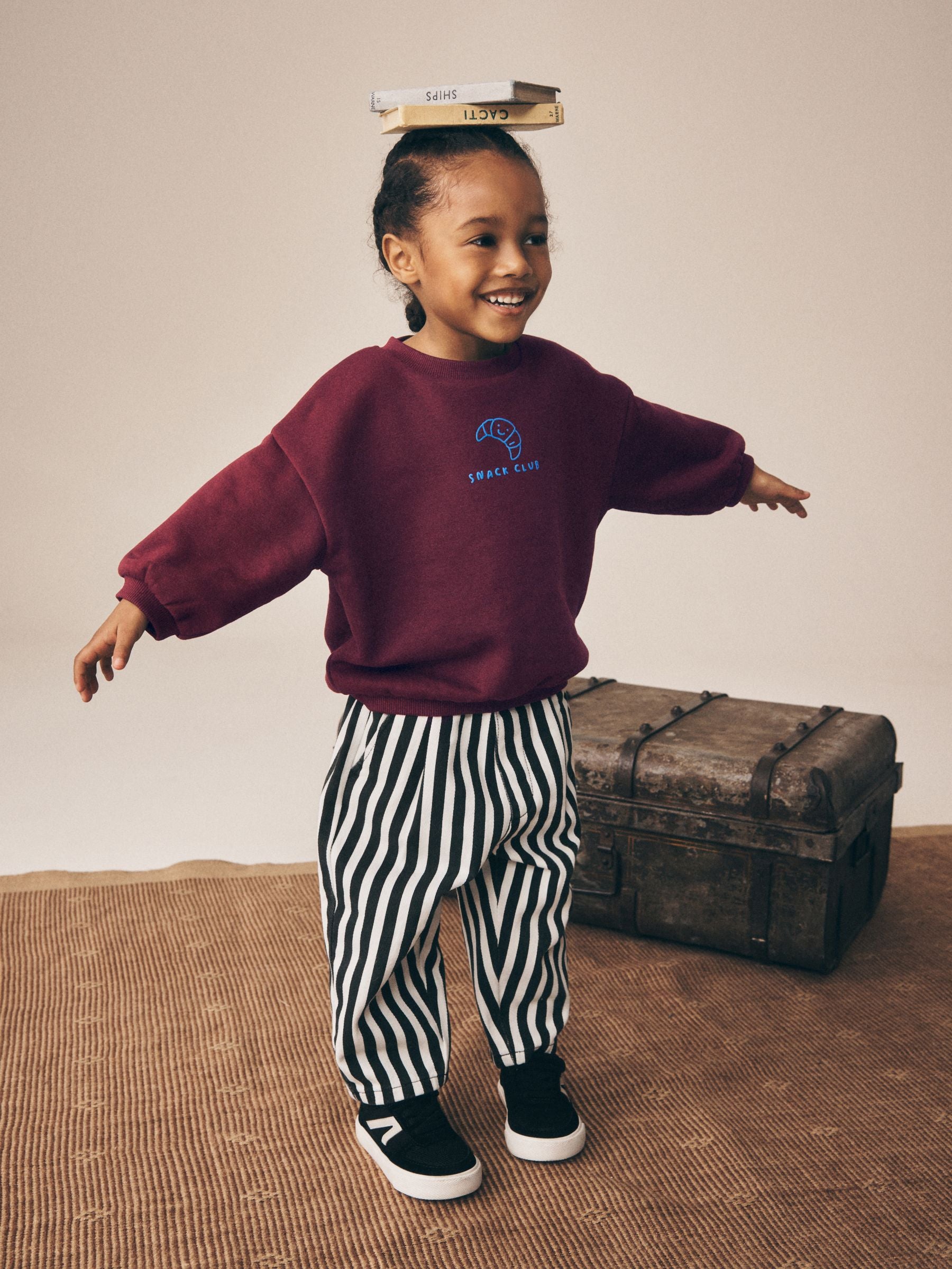 Black/White Stripe Pull On Barrel Trousers (3mths-7yrs) image 2