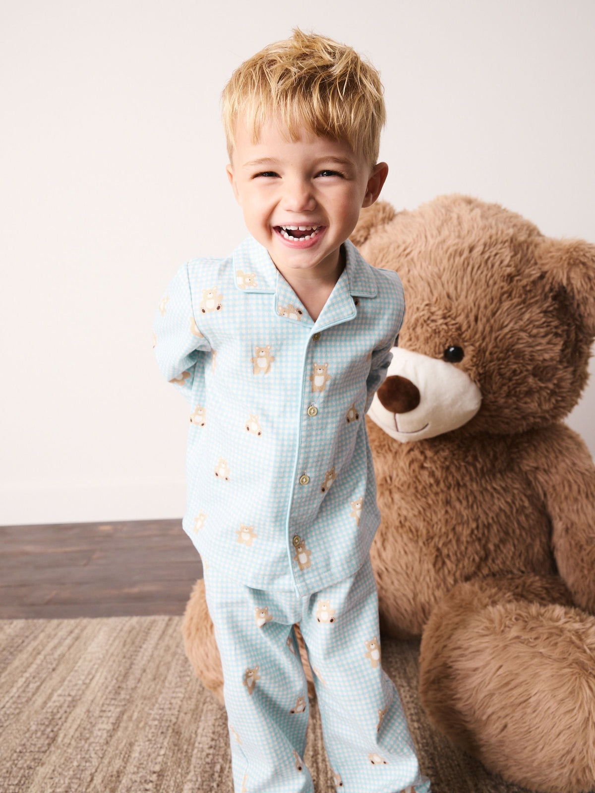 Blue/Brown Bear Button Down Pyjamas (9mths-10yrs) - image 2