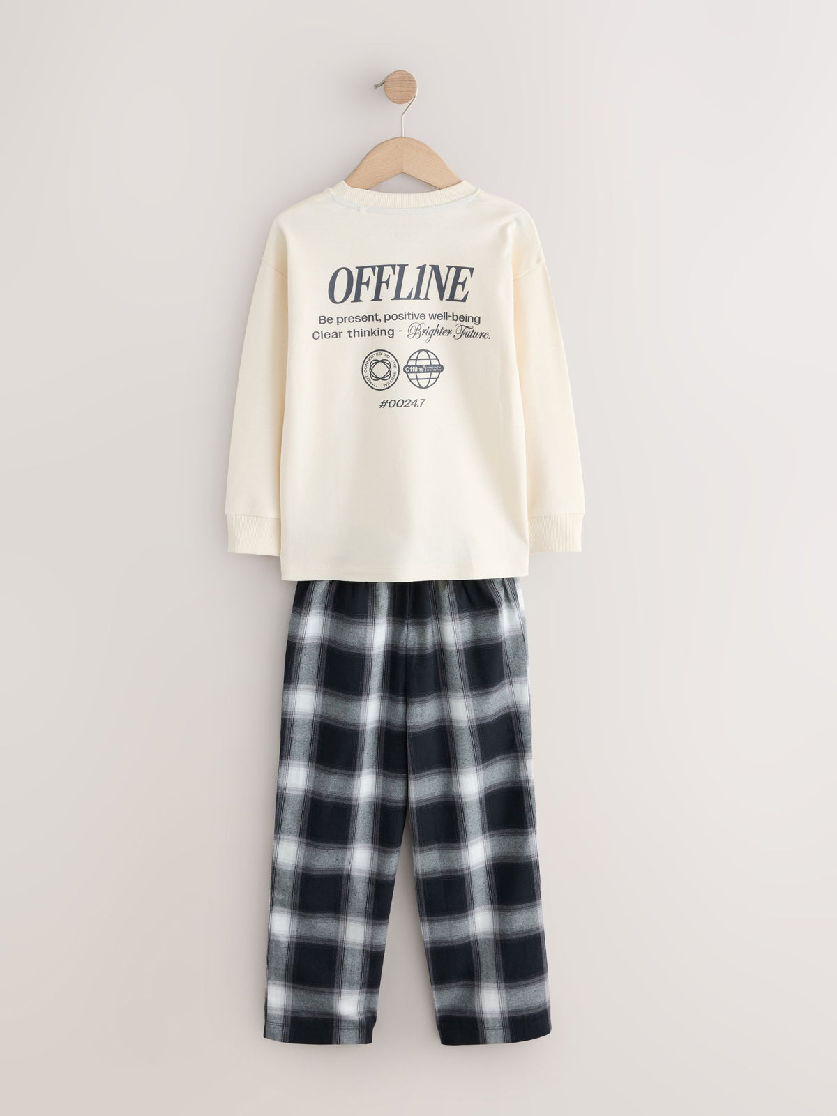 Ecru Woven Check Single Pyjamas (3-16yrs) - image 2