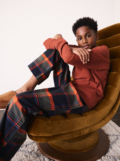 Burnt Orange Woven Check Single Pyjamas (3-16yrs) - image 1