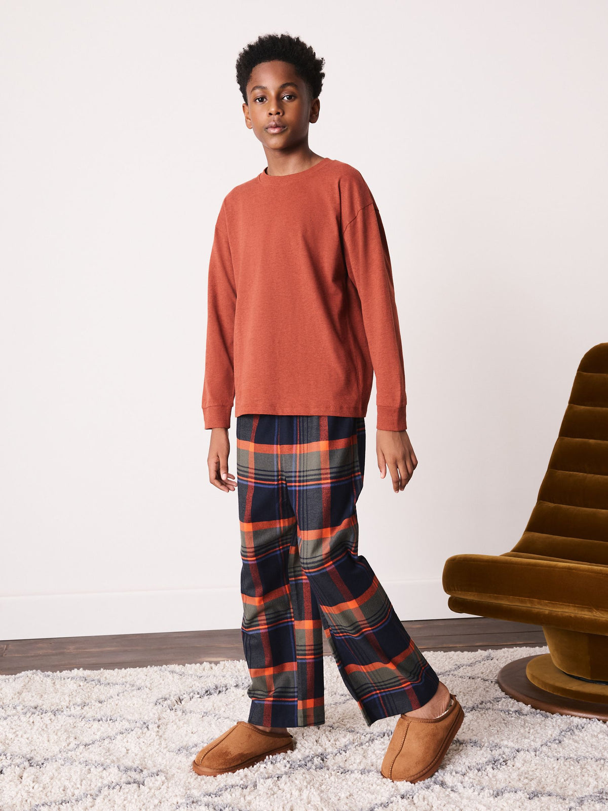 Burnt Orange Woven Check Single Pyjamas (3-16yrs) - image 2
