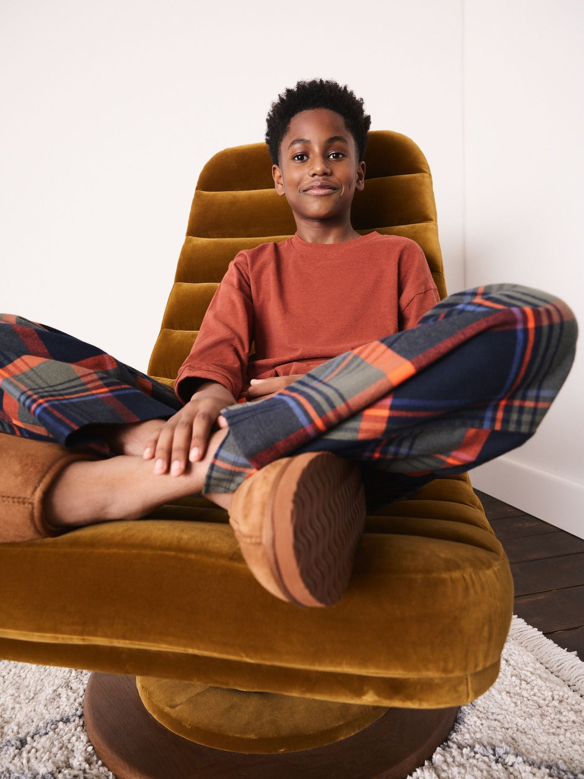 Burnt Orange Woven Check Single Pyjamas (3-16yrs) - image 3