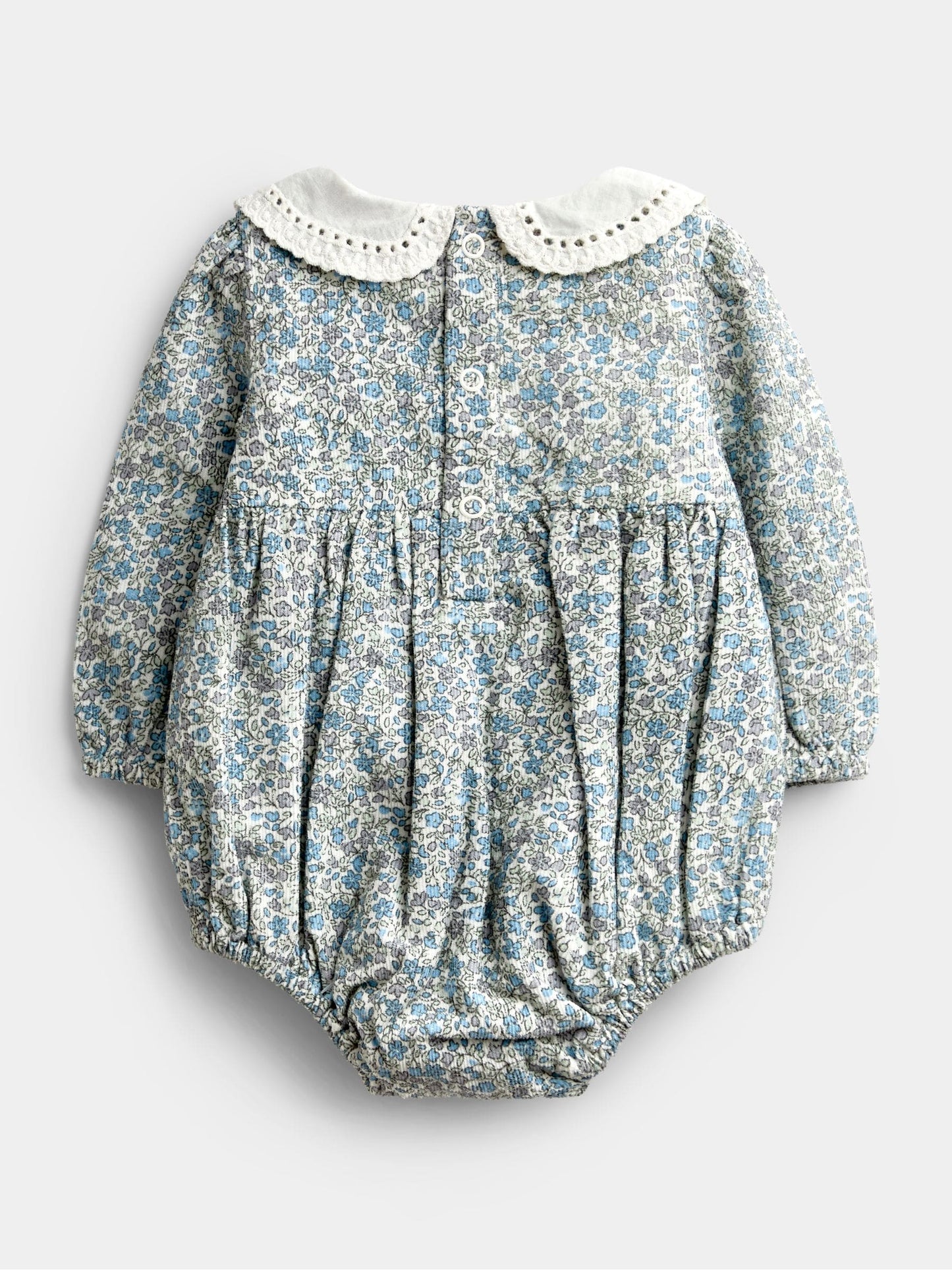 JoJo Maman Bébé Blue Floral 2-Piece Bubble Romper & Tights Set image 3
