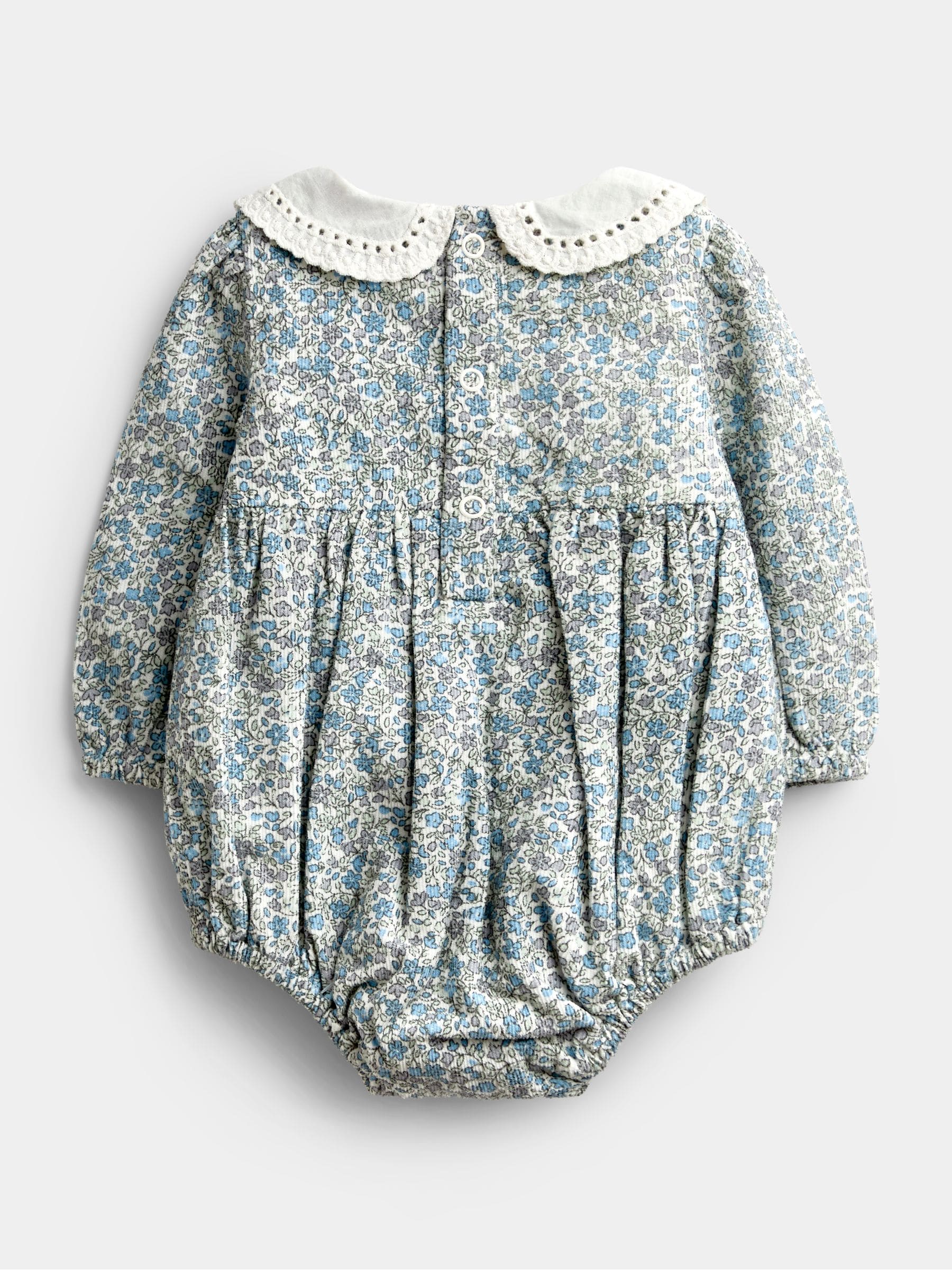 JoJo Maman Bébé Blue Floral 2-Piece Bubble Romper & Tights Set image 3