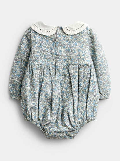 JoJo Maman Bébé Blue Floral 2-Piece Bubble Romper & Tights Set image 3