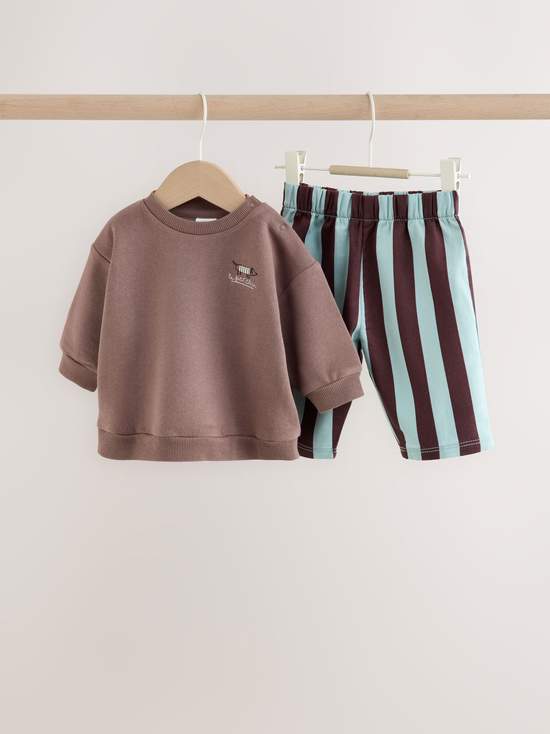 Dsiney Kidz - Brown/Blue Sweat Top and Trousers Baby Set (0mths-2yrs) image 1