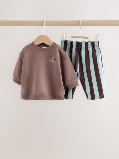 Dsiney Kidz - Brown/Blue Sweat Top and Trousers Baby Set (0mths-2yrs) image 1