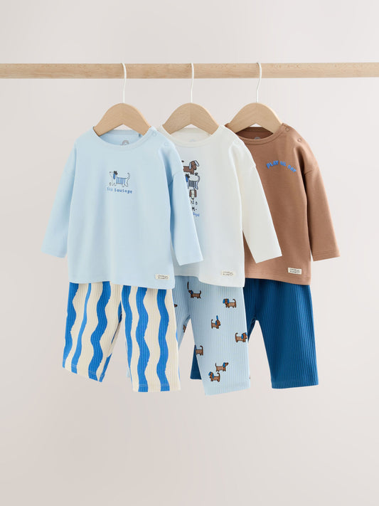 Dsiney Kidz - Blue Dog Print Baby Top and Wide Leg Leggings Set 6 Piece (0mths-2yrs) image 1