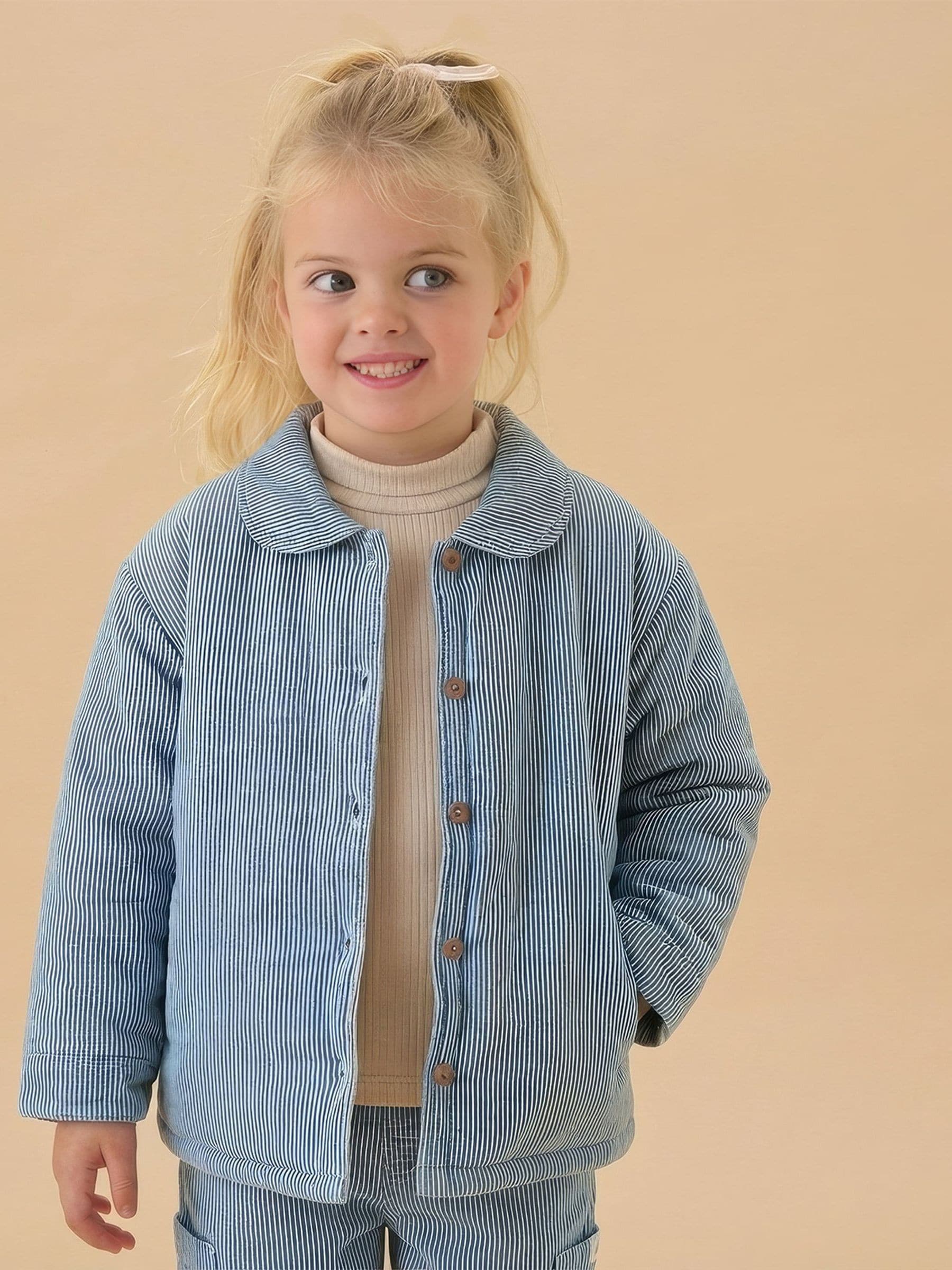 Dsiney Kidz - MORI Blue Striped Supersoft Denim Jacket image 1