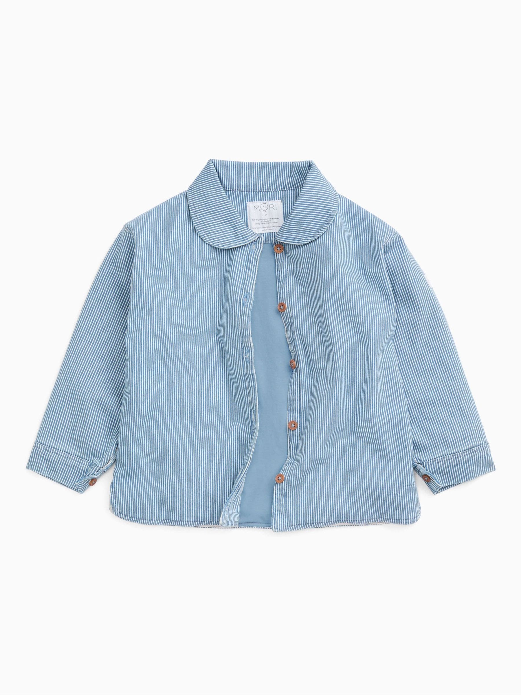 Dsiney Kidz - MORI Blue Striped Supersoft Denim Jacket image 3