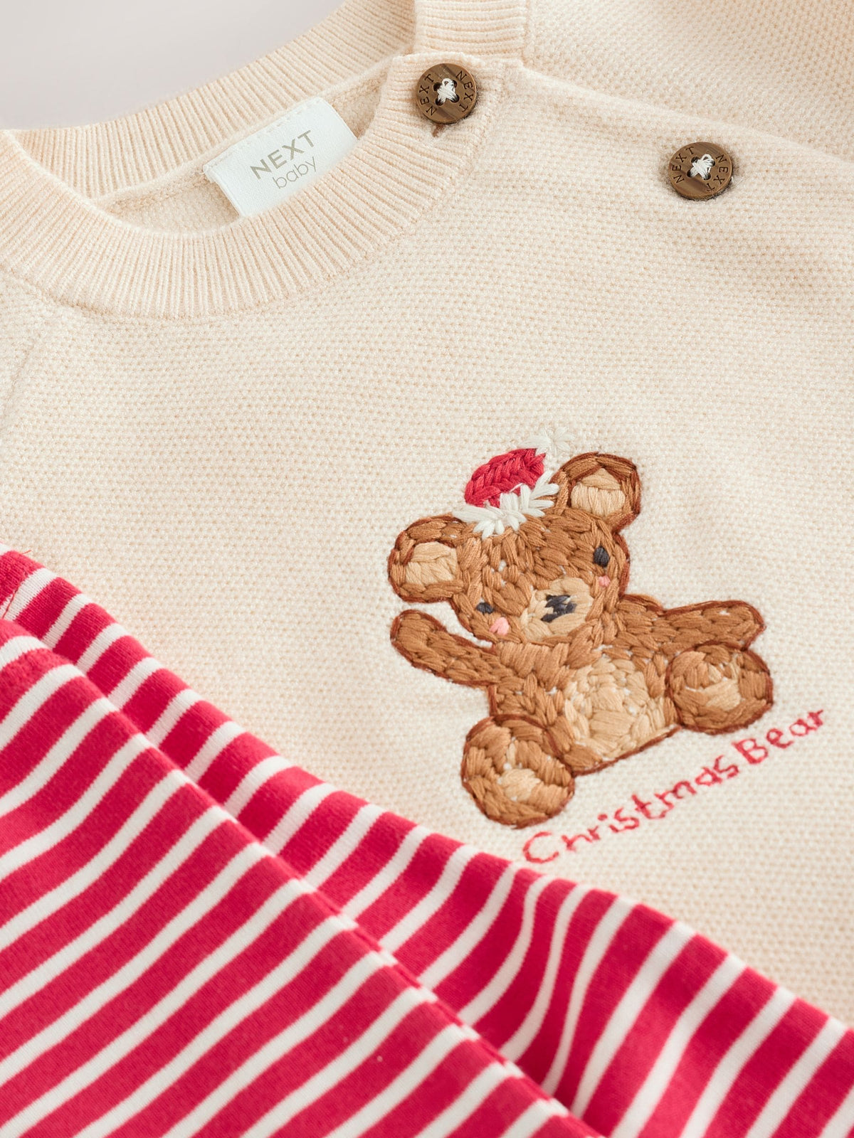 My First Christmas Embroidered Bear Knitted Jumper and Leggings Set (0mths-2yrs) - image 7