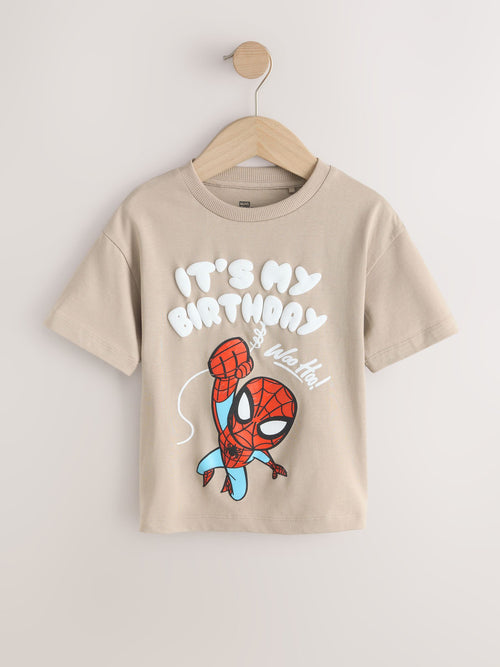 Tan Brown Marvel Short Sleeve Cotton T-Shirt (3mths-8yrs) image 1