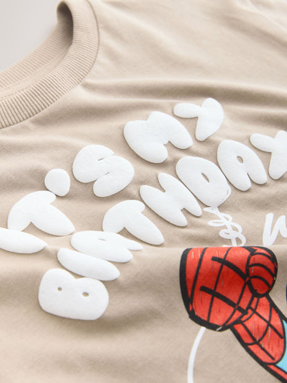 Tan Brown Marvel Short Sleeve Cotton T-Shirt (3mths-8yrs) image 3