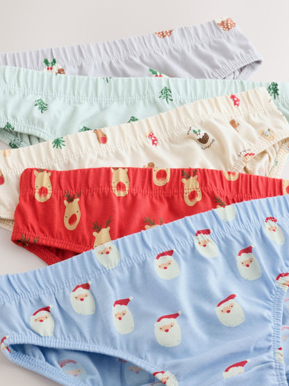 Red Chrismas Print Briefs 5 Pack (1.5-12yrs) - image 8