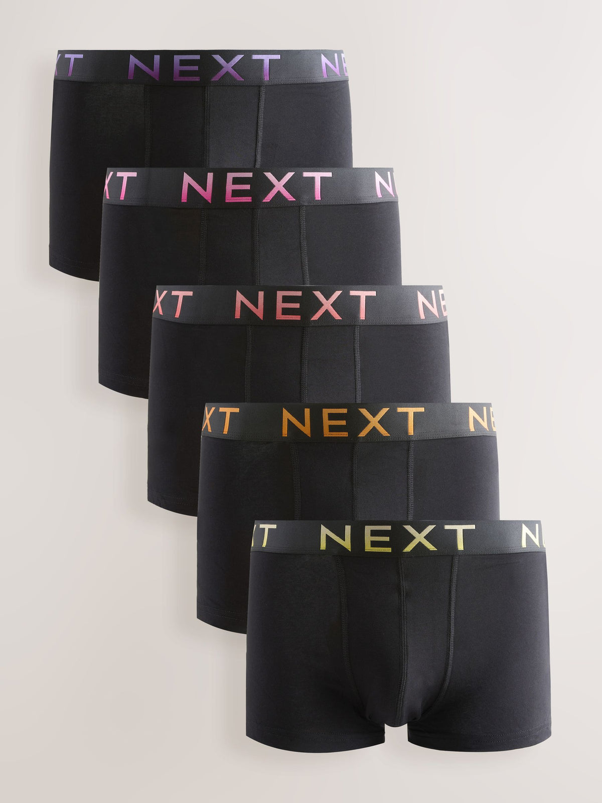 Dsiney Kidz - Black Pink Infill Text Waistband Hipster Cotton Rich Boxers 5 Pack image 1