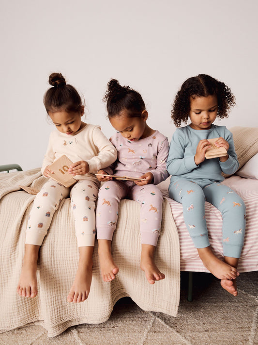 Cream/Blue Snuggle Pyjamas 3 Pack (9mths-12yrs) (9mths-12yrs) - image 1