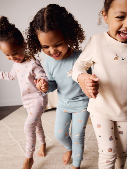 Cream/Blue Snuggle Pyjamas 3 Pack (9mths-12yrs) (9mths-12yrs) - image 3