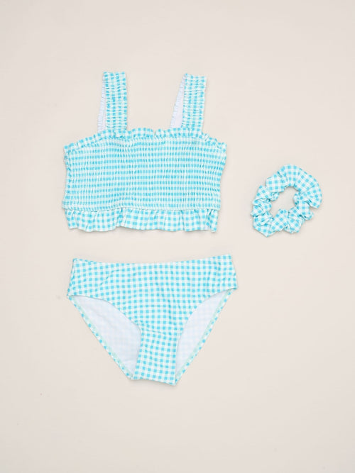 Dsiney Kidz - Miss Blue Gingham Bikini Set With Scrunchie image 1