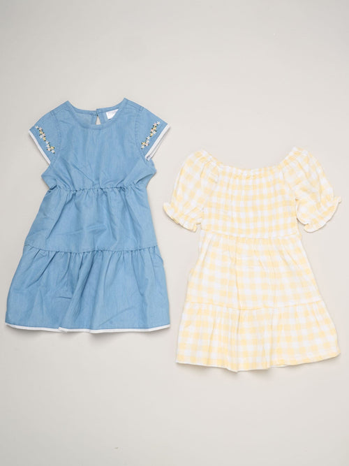 Dsiney Kidz - Miss Yellow Floral Print And Chambray Dresses 2 Pack image 1