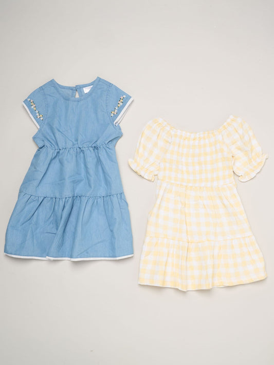 Miss Yellow Floral Print And Chambray Dresses 2 Pack image 1