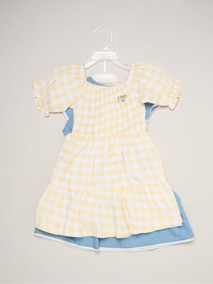 Miss Yellow Floral Print And Chambray Dresses 2 Pack image 2