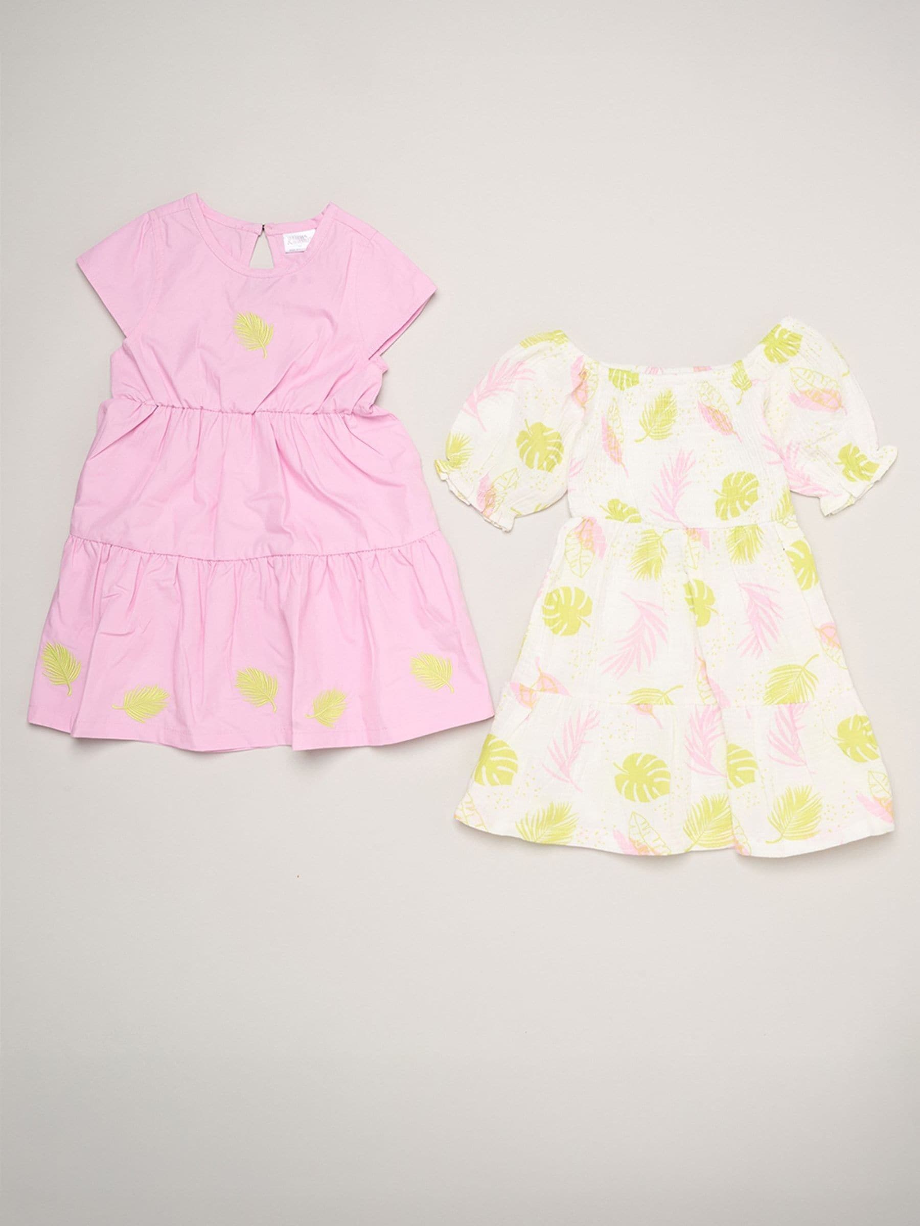 Miss Purple Floral Print And Chambray Dresses 2 Pack image 1