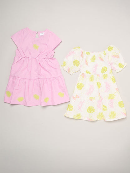 Miss Purple Floral Print And Chambray Dresses 2 Pack image 1