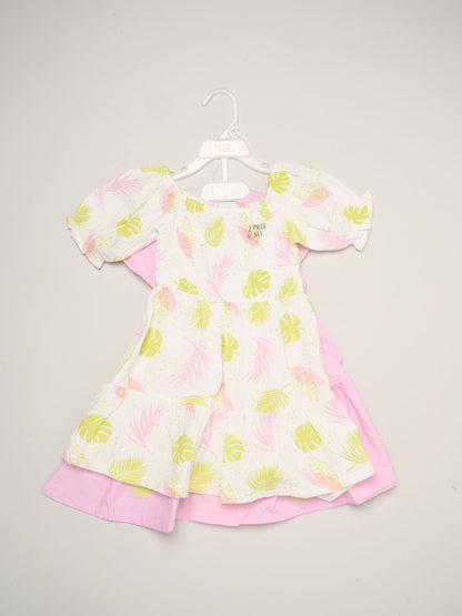 Miss Purple Floral Print And Chambray Dresses 2 Pack image 2