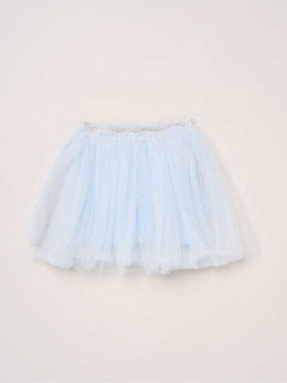 Miss Light Blue Bow Applique Short Sleeve T-Shirt And Tutu Skirt Outfit Set image 3