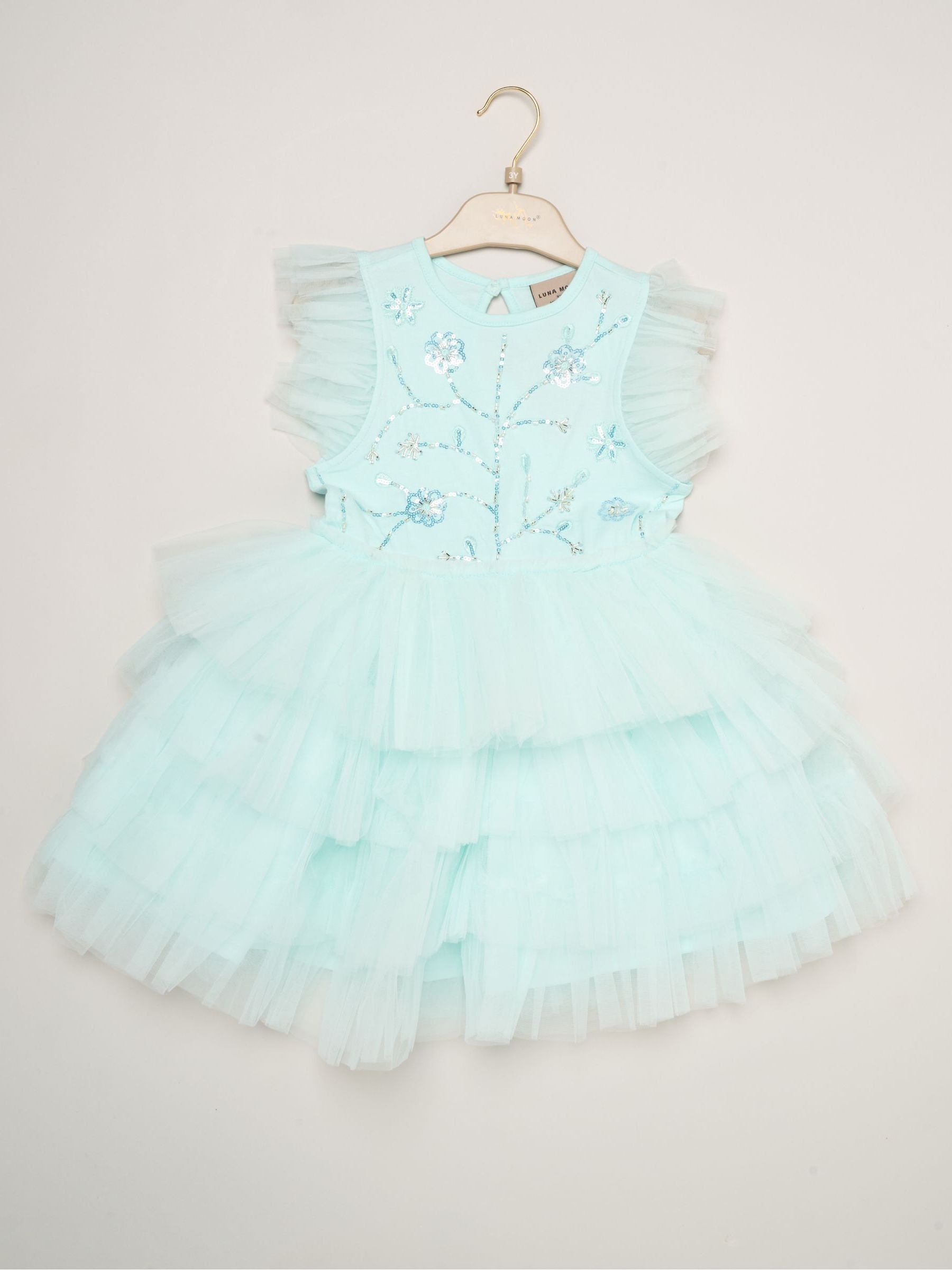 Dsiney Kidz - Miss Blue Embellished Floral Sequin Tulle Dress image 1