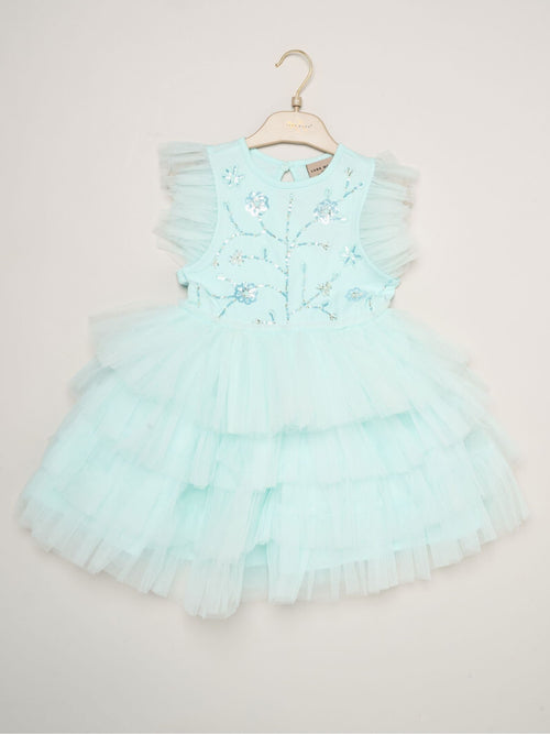 Dsiney Kidz - Miss Blue Embellished Floral Sequin Tulle Dress image 1