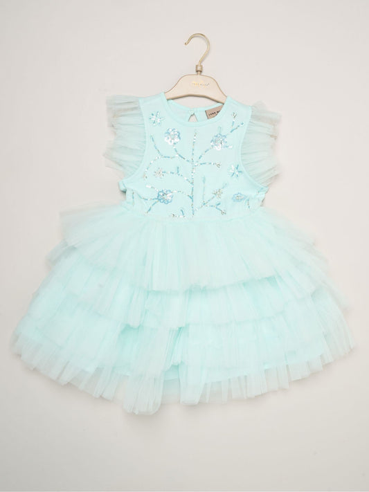 Dsiney Kidz - Miss Blue Embellished Floral Sequin Tulle Dress image 1