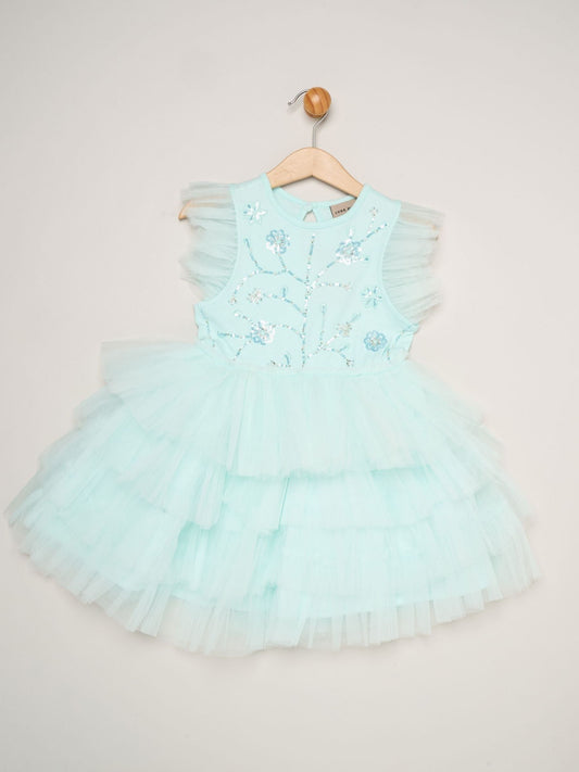 Dsiney Kidz - Miss Blue Embellished Floral Sequin Tulle Dress image 2