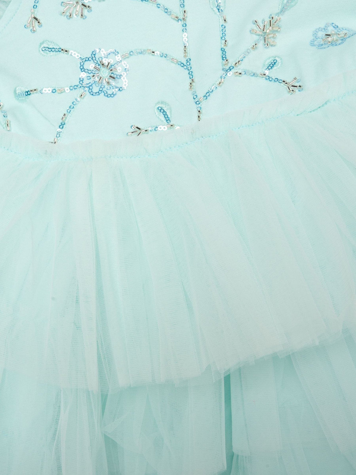 Dsiney Kidz - Miss Blue Embellished Floral Sequin Tulle Dress image 3