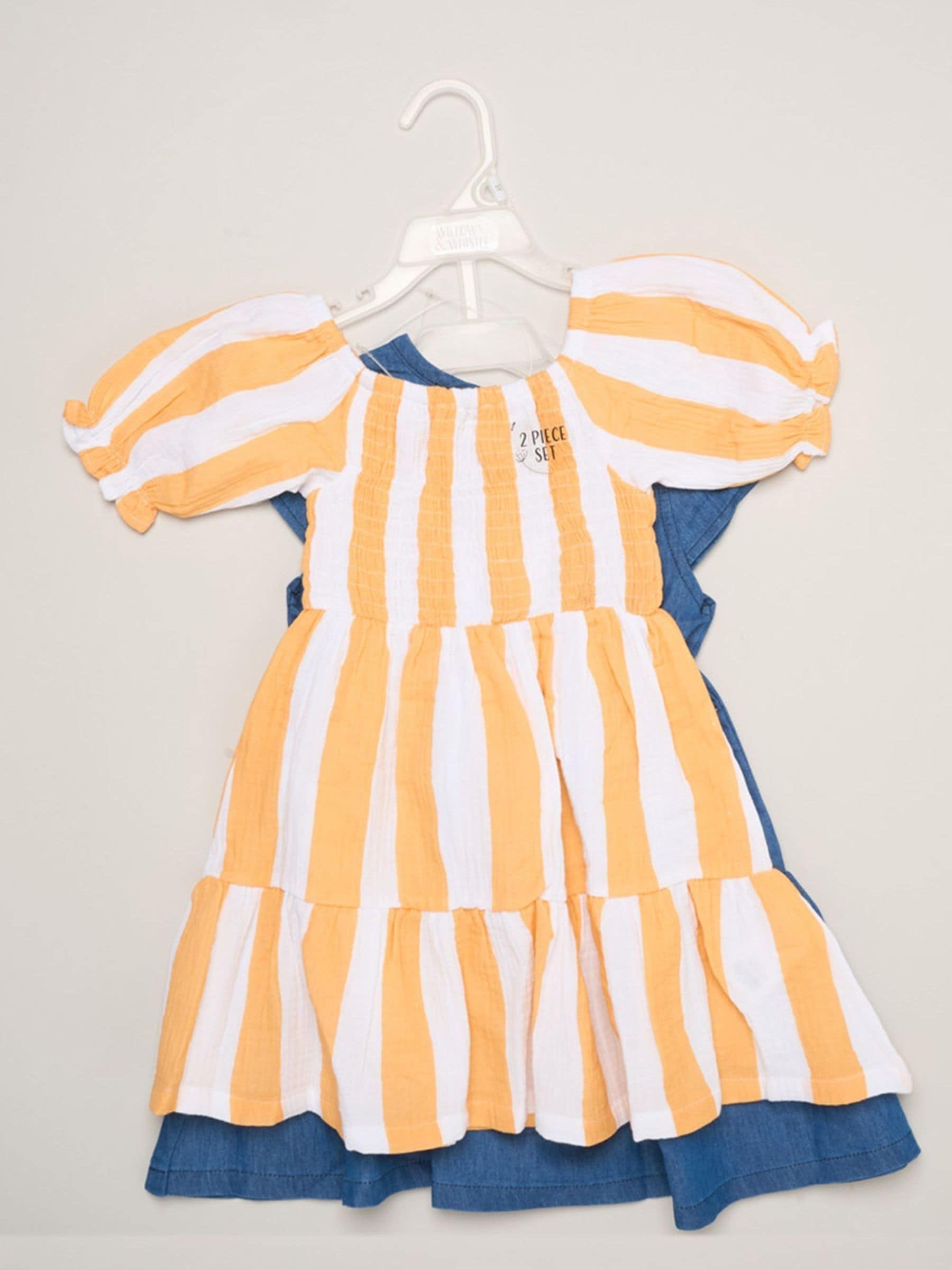 Miss Orange Floral Print And Chambray Dresses 2 Pack image 2