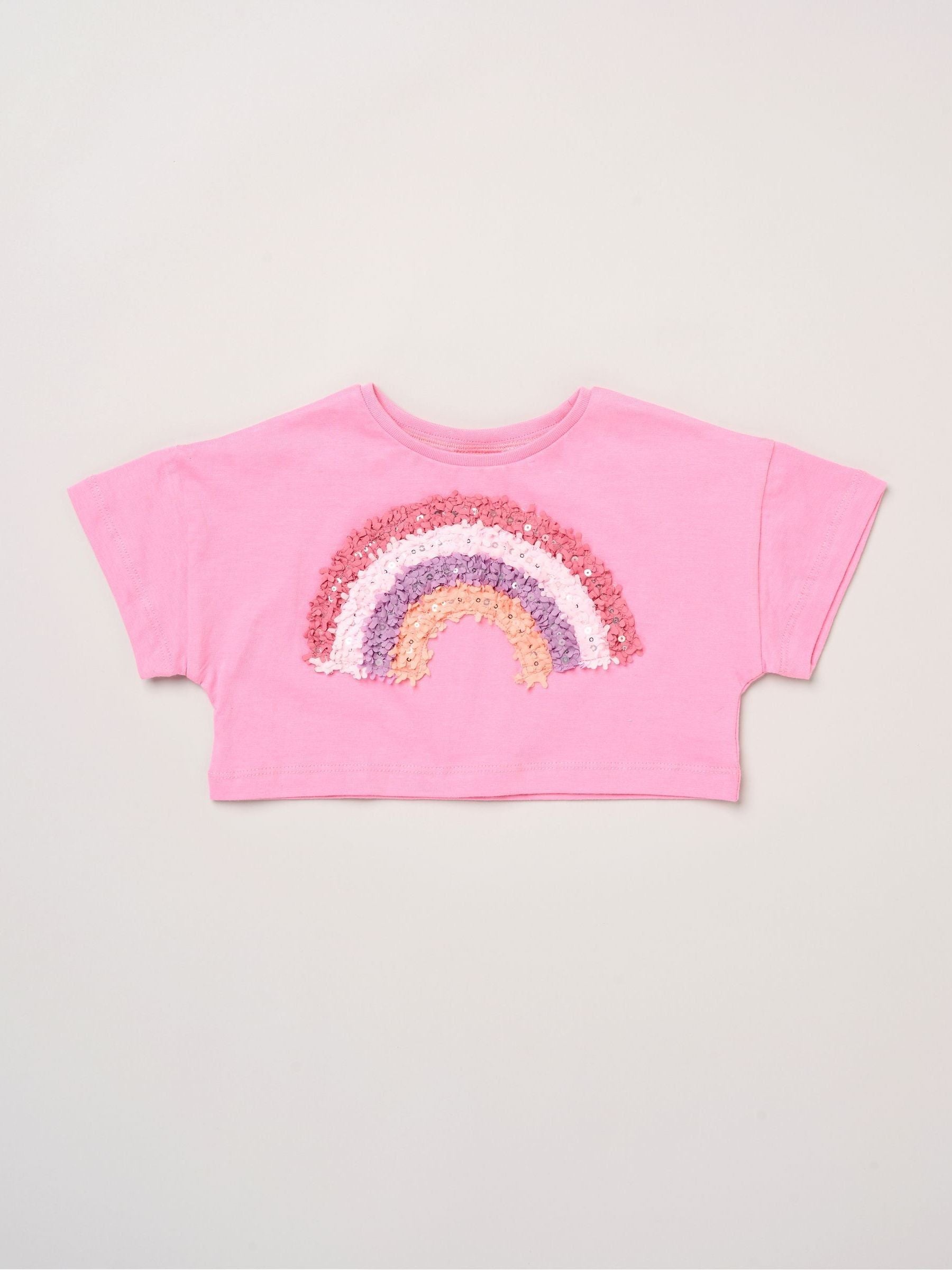 Miss Bright Pink Bow Applique Short Sleeve T-Shirt And Tutu Skirt Outfit Set image 3